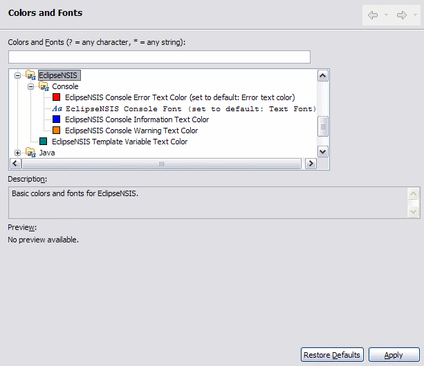 Colors and Fonts Preferences