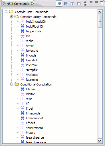 NSIS Commands View - Hierarchical Layout