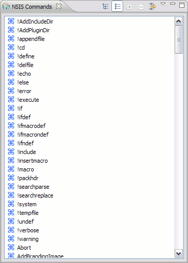 NSIS Commands View - Flat Layout