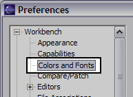 Navigate to Colors and Fonts Preference Page
