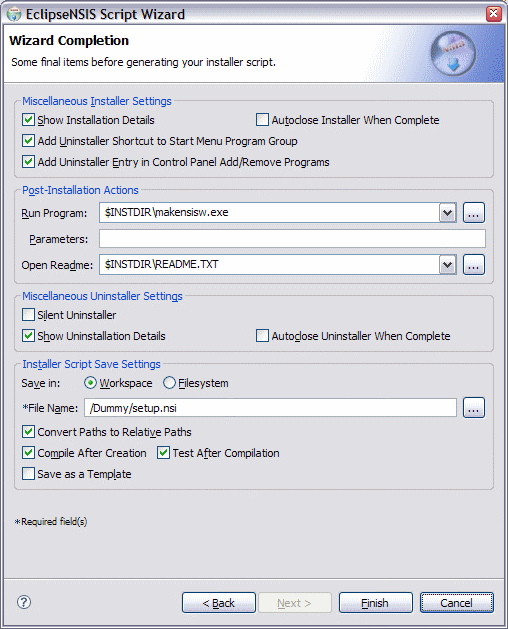 Script Wizard Completion