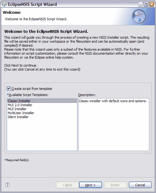 Script Wizard Welcome