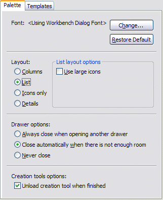 Palette Settings