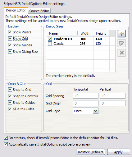 Design Editor Preferences